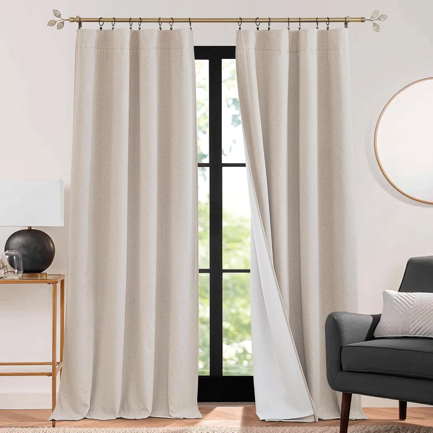 Taupe Linen Soundproof Curtains