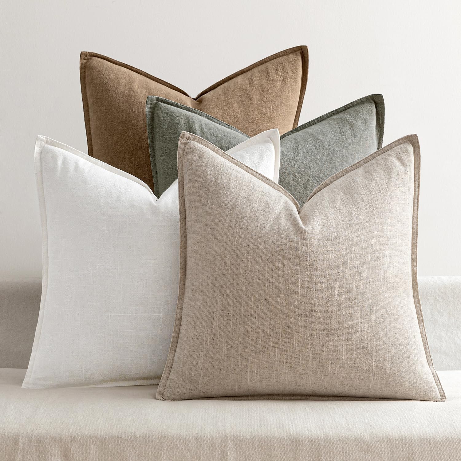 Neutral Solid Linen Pillow Covers
