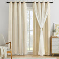 Beige Double Layer Window Drapes