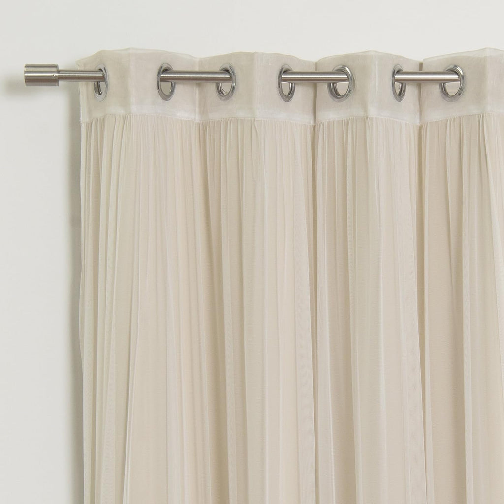 Sheer Blackout Beige Curtain Set