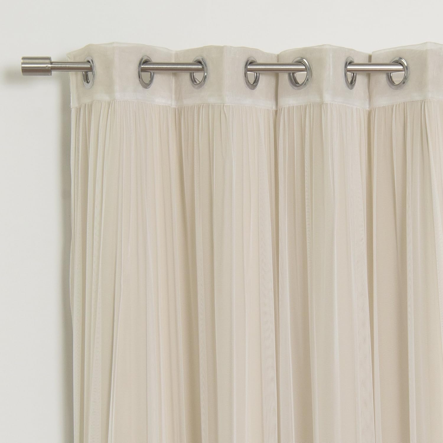 Sheer Blackout Beige Curtain Set