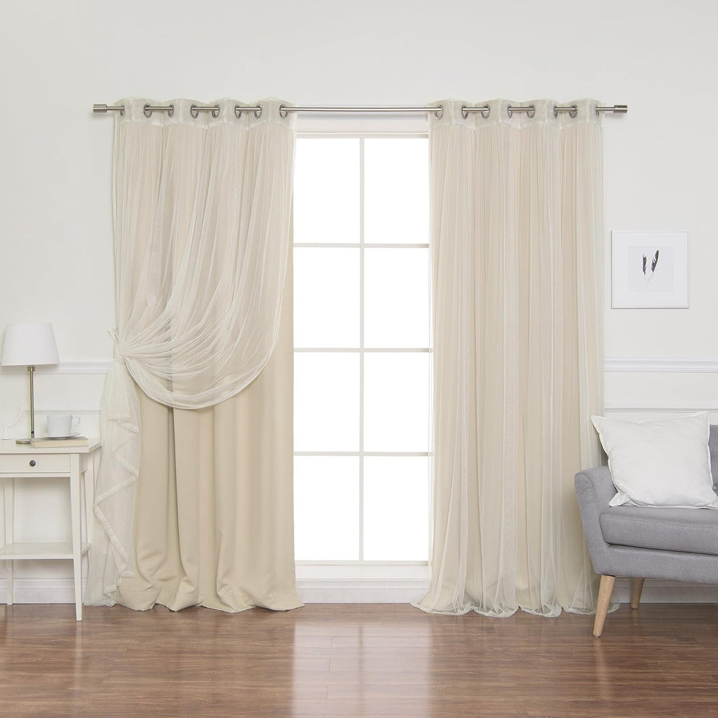 Sheer Blackout Beige Curtain Set