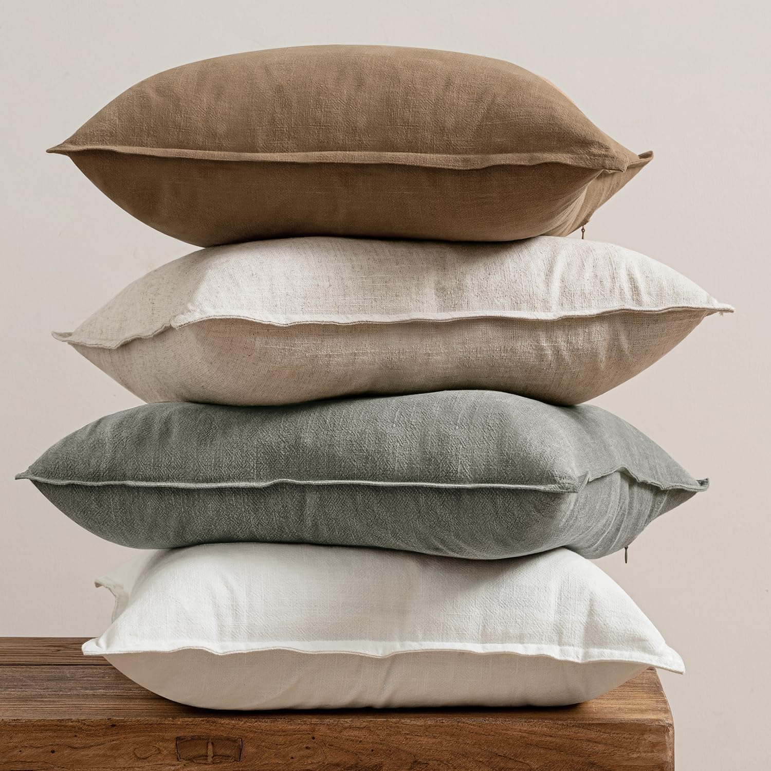 Neutral Solid Linen Pillow Covers