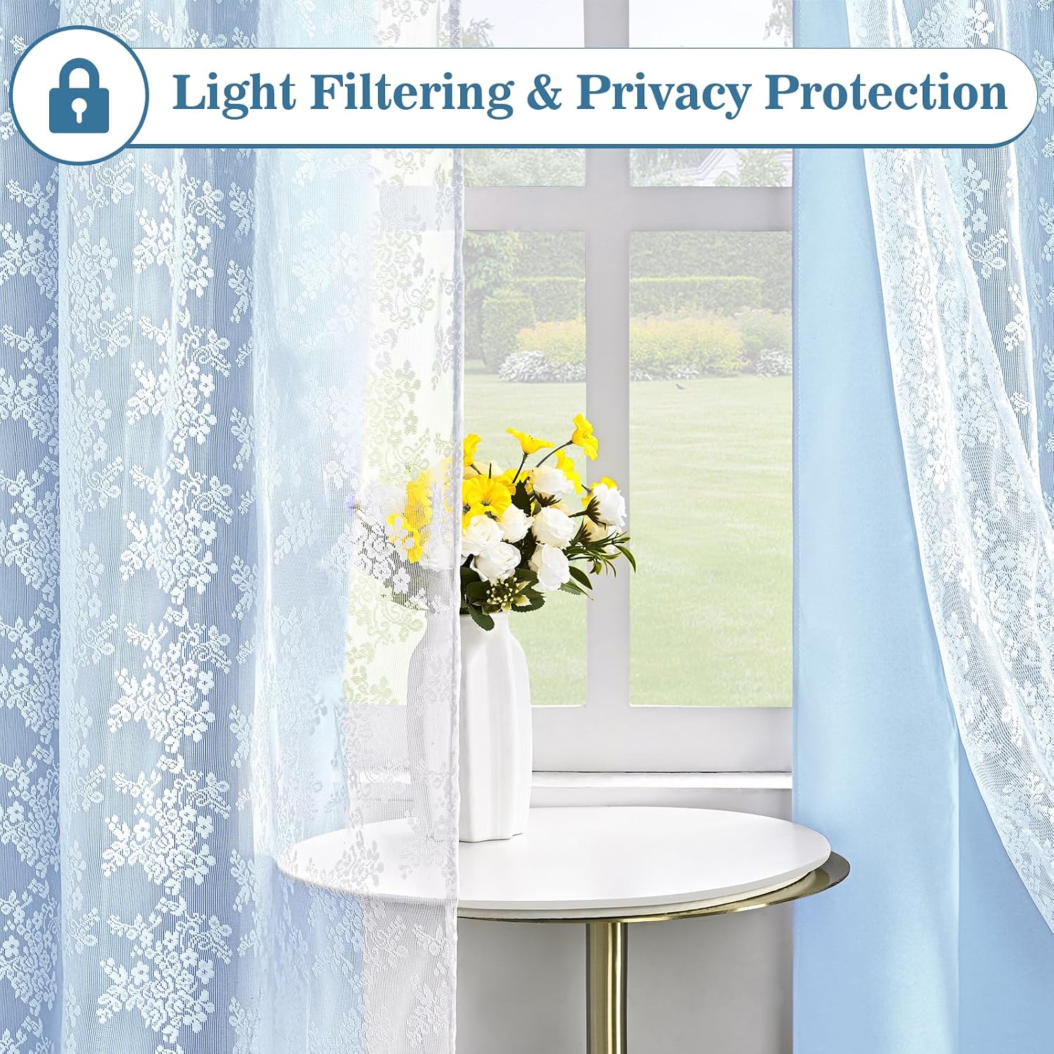 Blue Double Layer Blackout Curtains