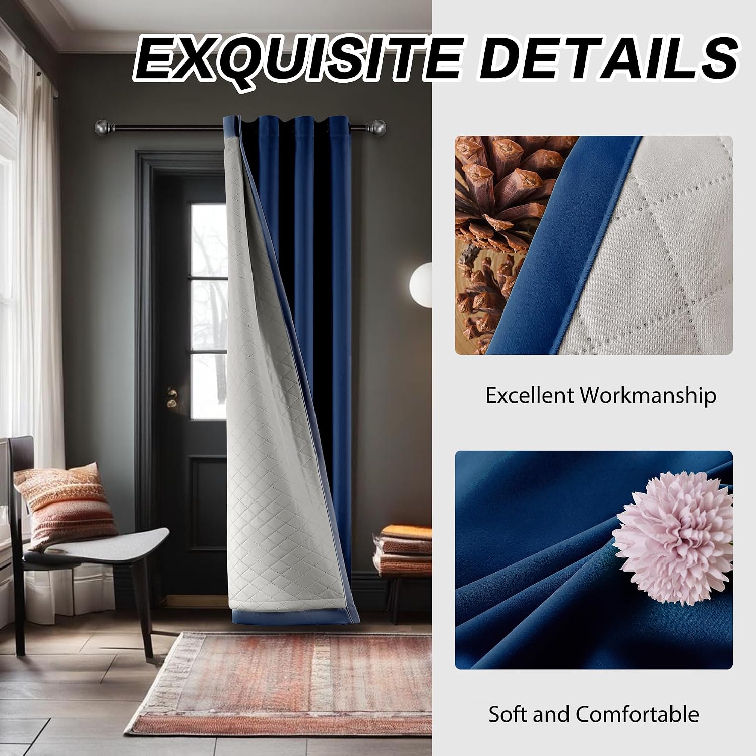 Thick Layer Soundproof Blackout Curtains