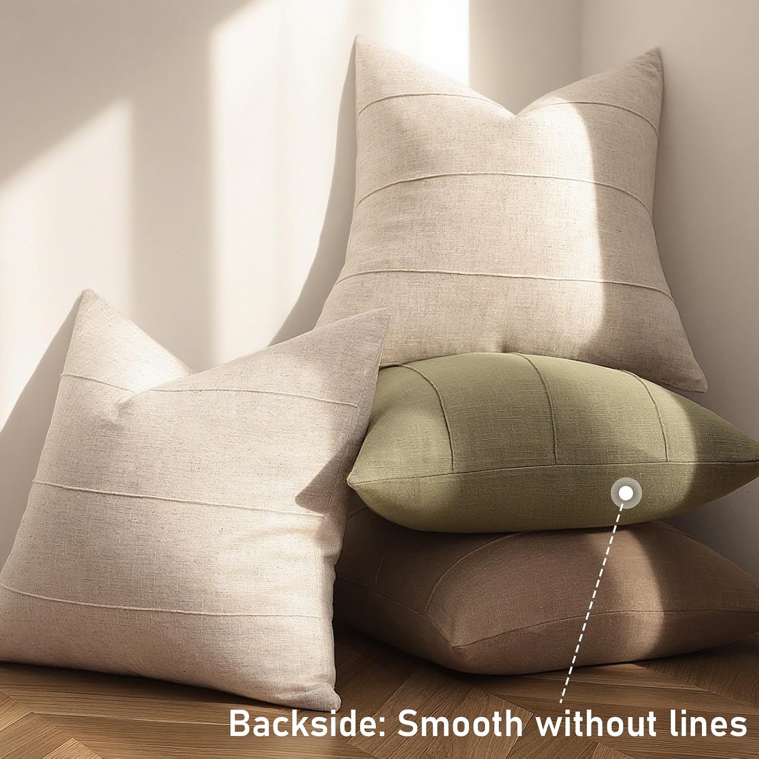 Beige Handcrafted Striped Pillow Covers