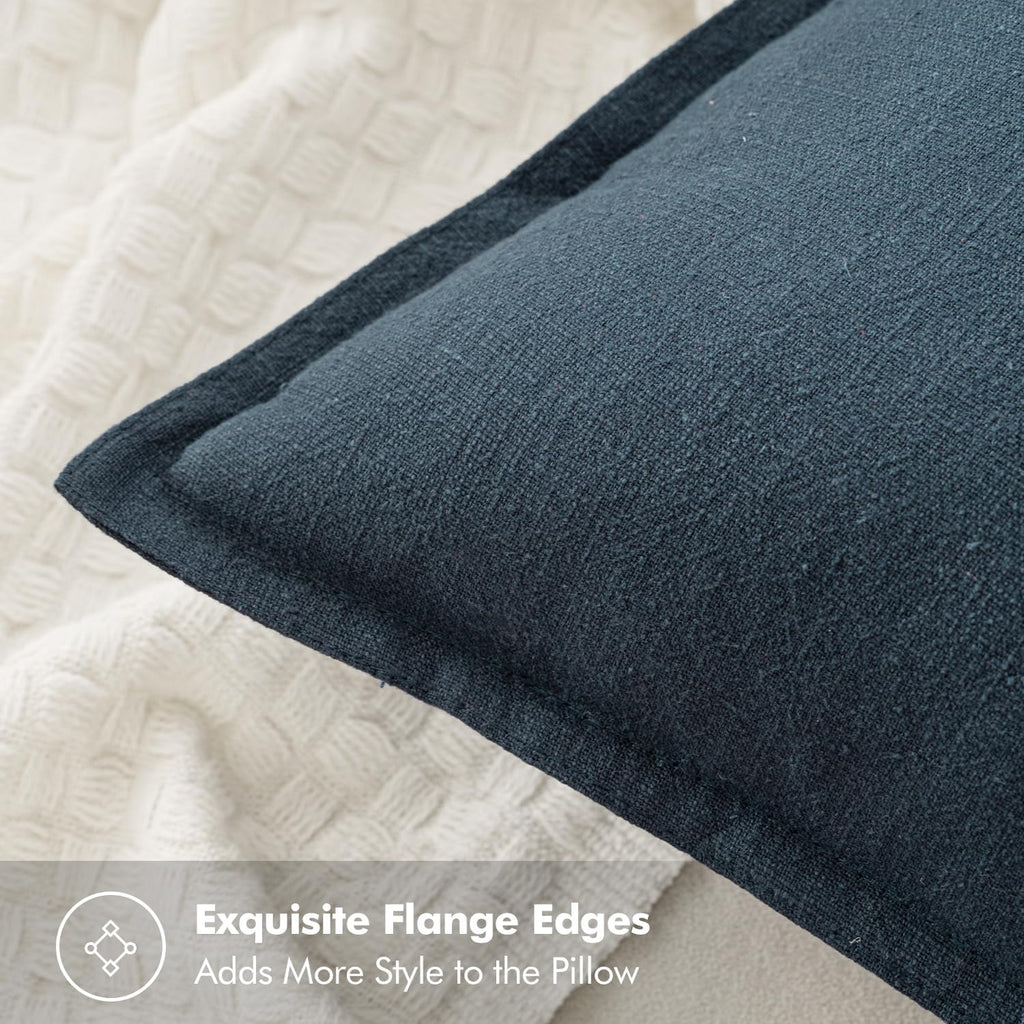 Deep Blue Linen Euro Pillow Covers