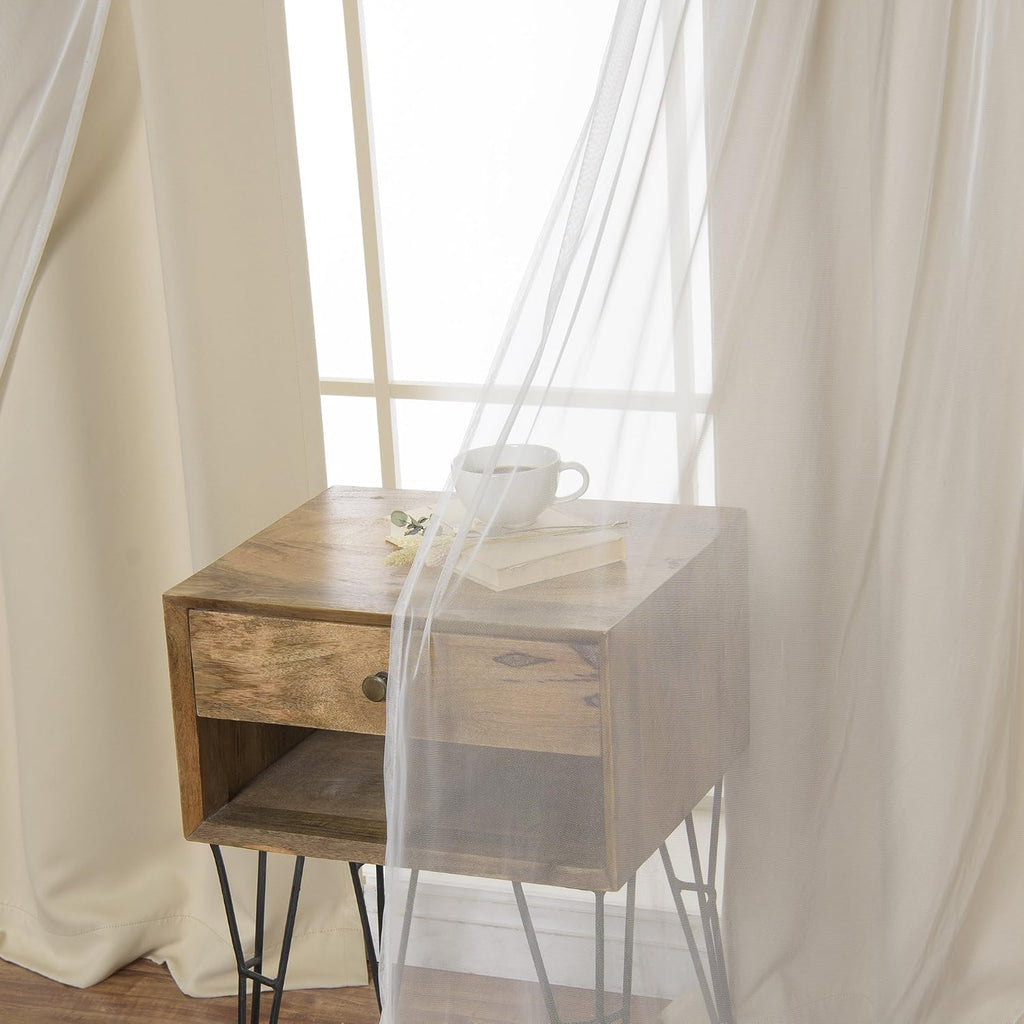 Sheer Blackout Beige Curtain Set