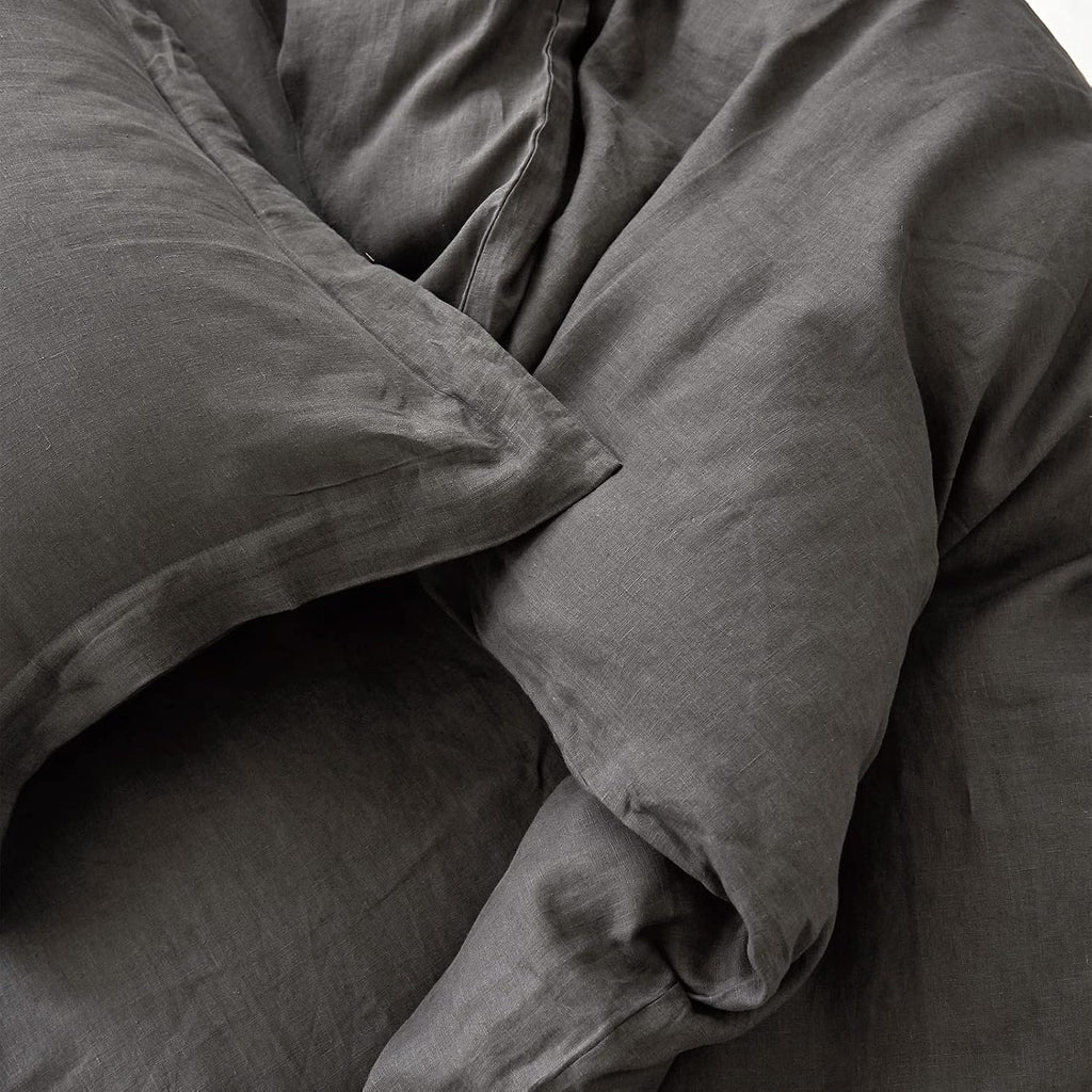 Dark Grey Linen King Pillow Cases