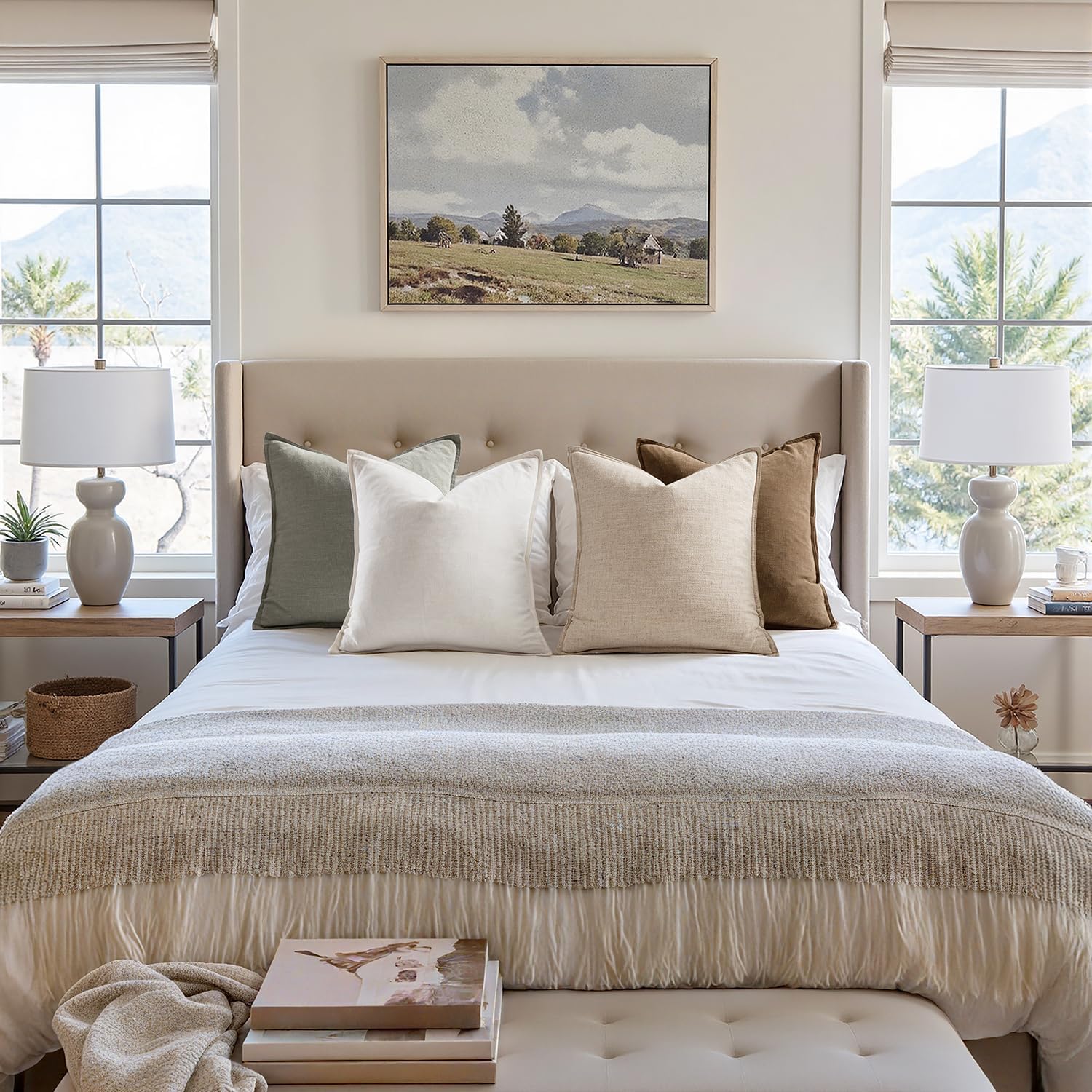 Neutral Solid Linen Pillow Covers