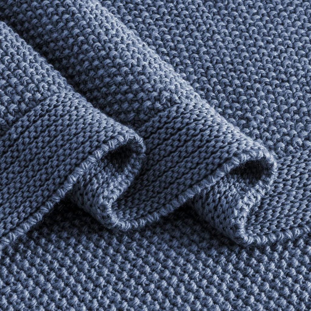 Dusty Blue Cable Knit Throw Blanket