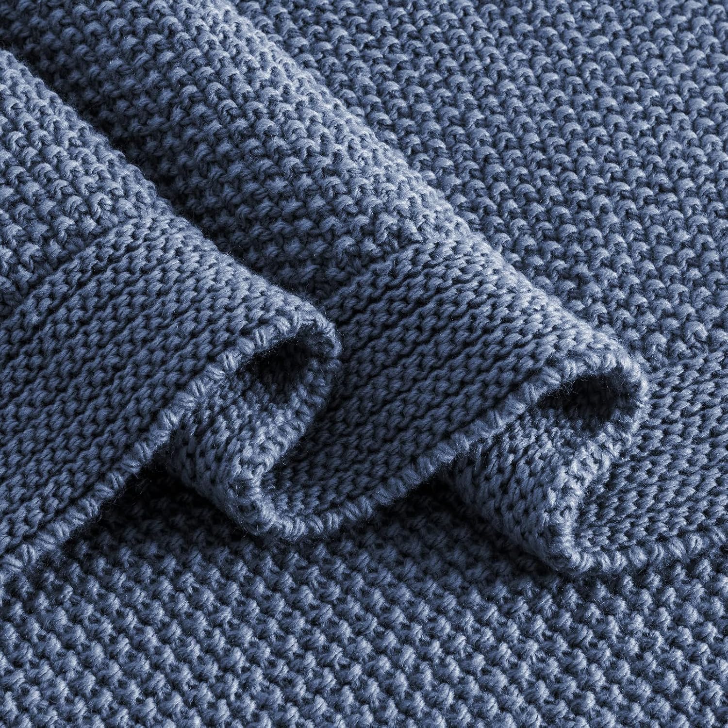 Dusty Blue Cable Knit Throw Blanket