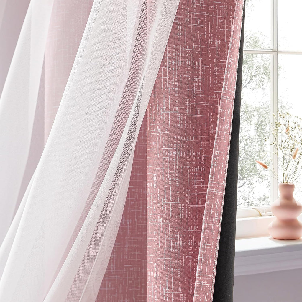 Pink White Ombre Blackout Curtains