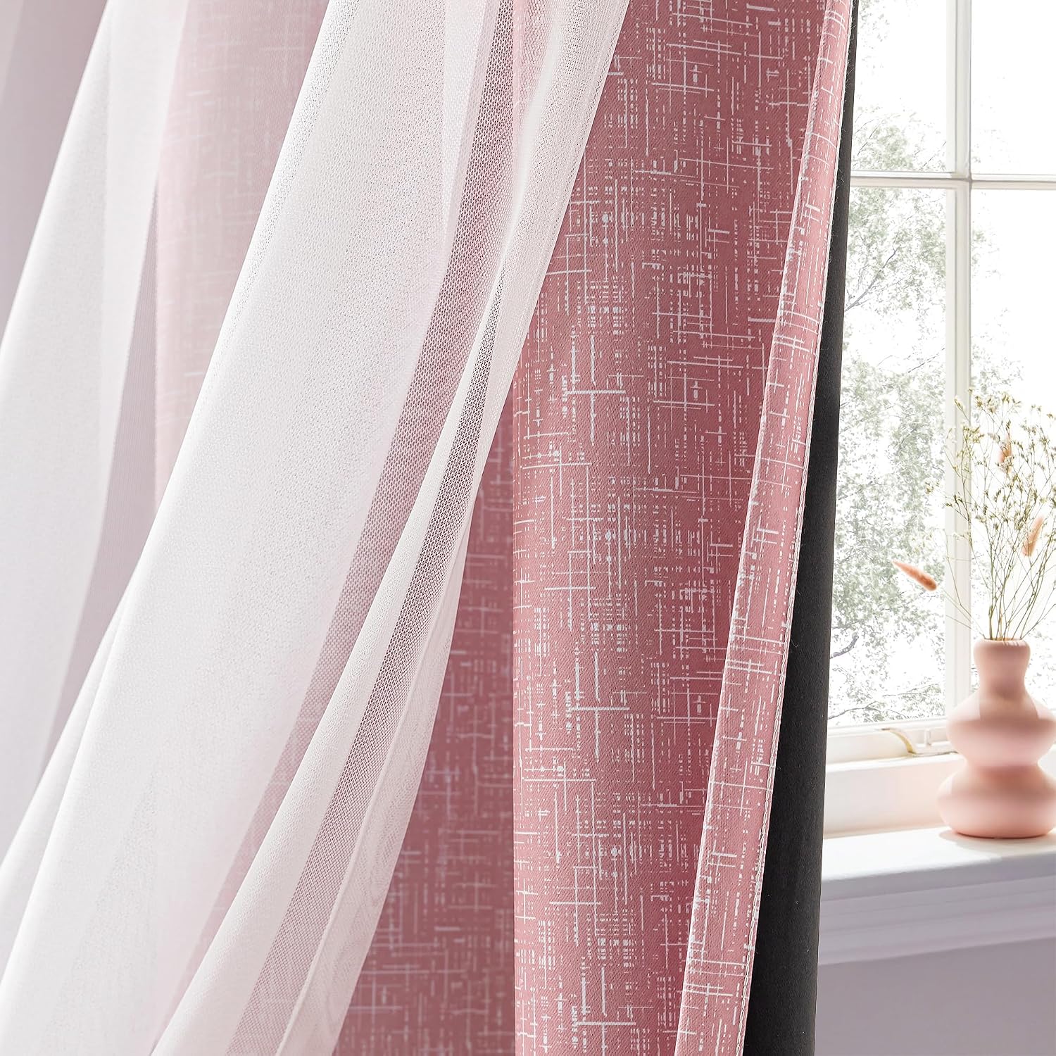 Pink White Ombre Blackout Curtains