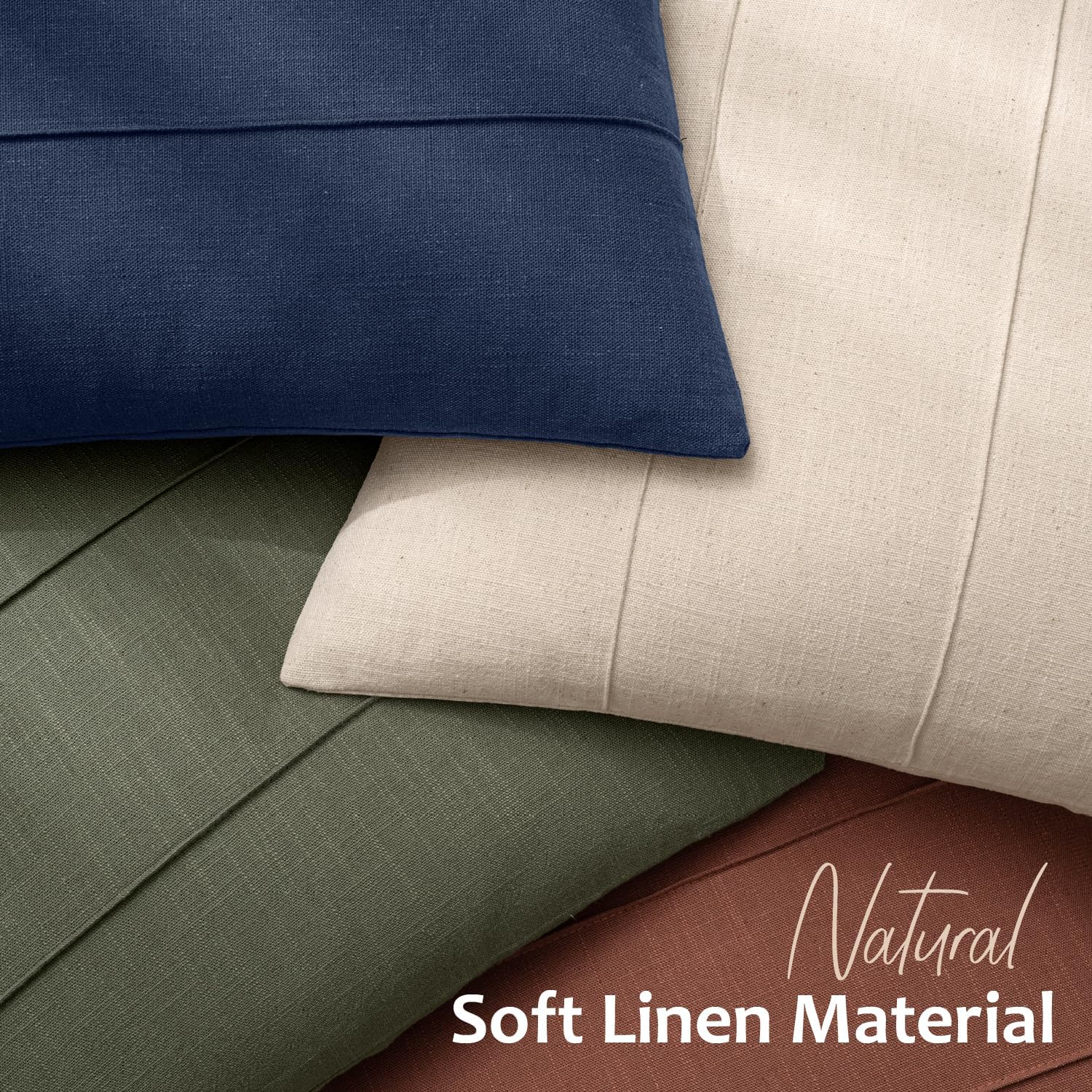 Navy Striped Linen Pillow Covers