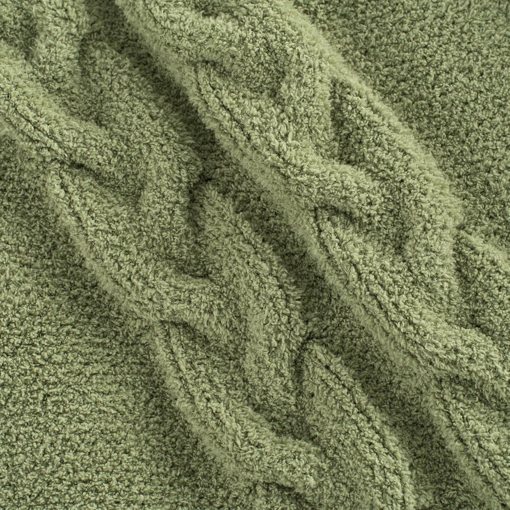 Olive Green Cable Knit Warm Blanket