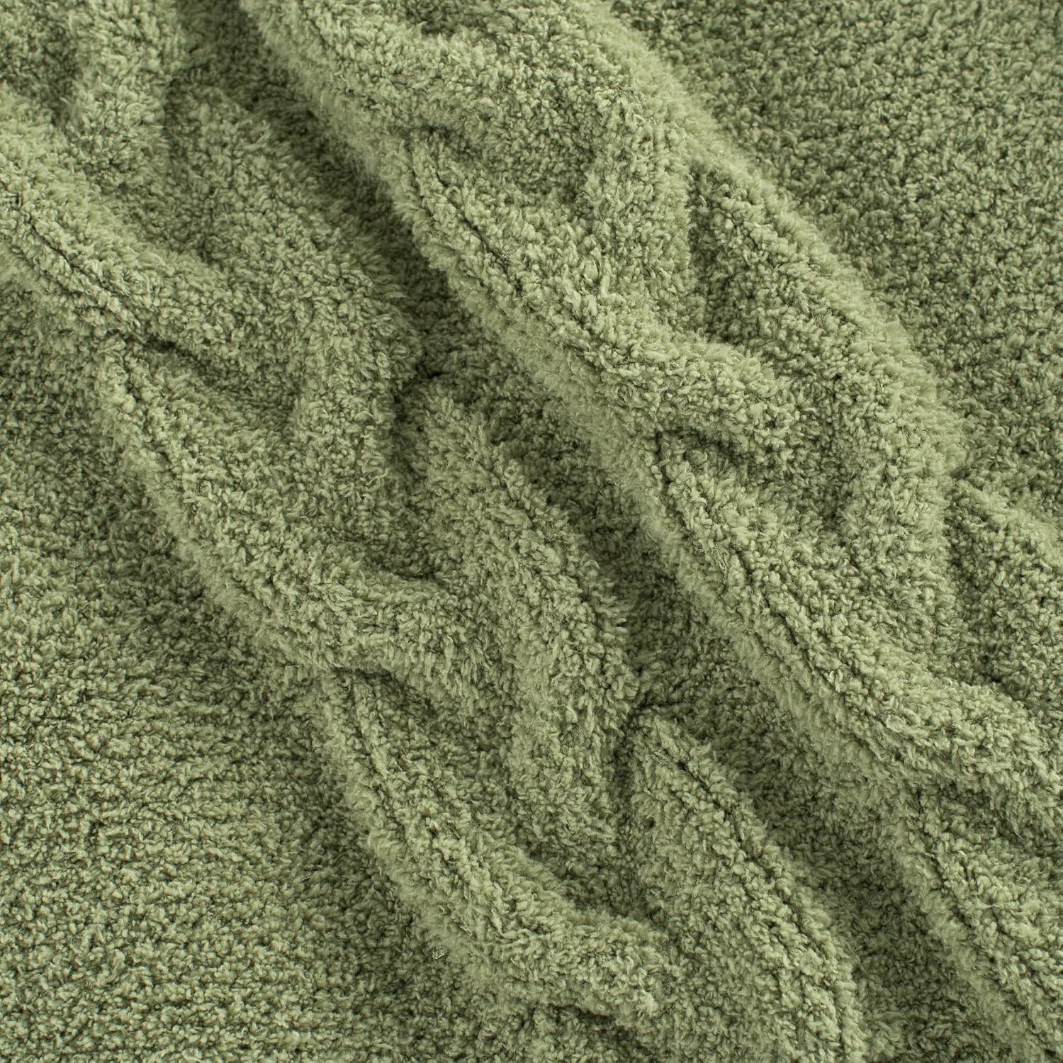 Olive Green Cable Knit Warm Blanket