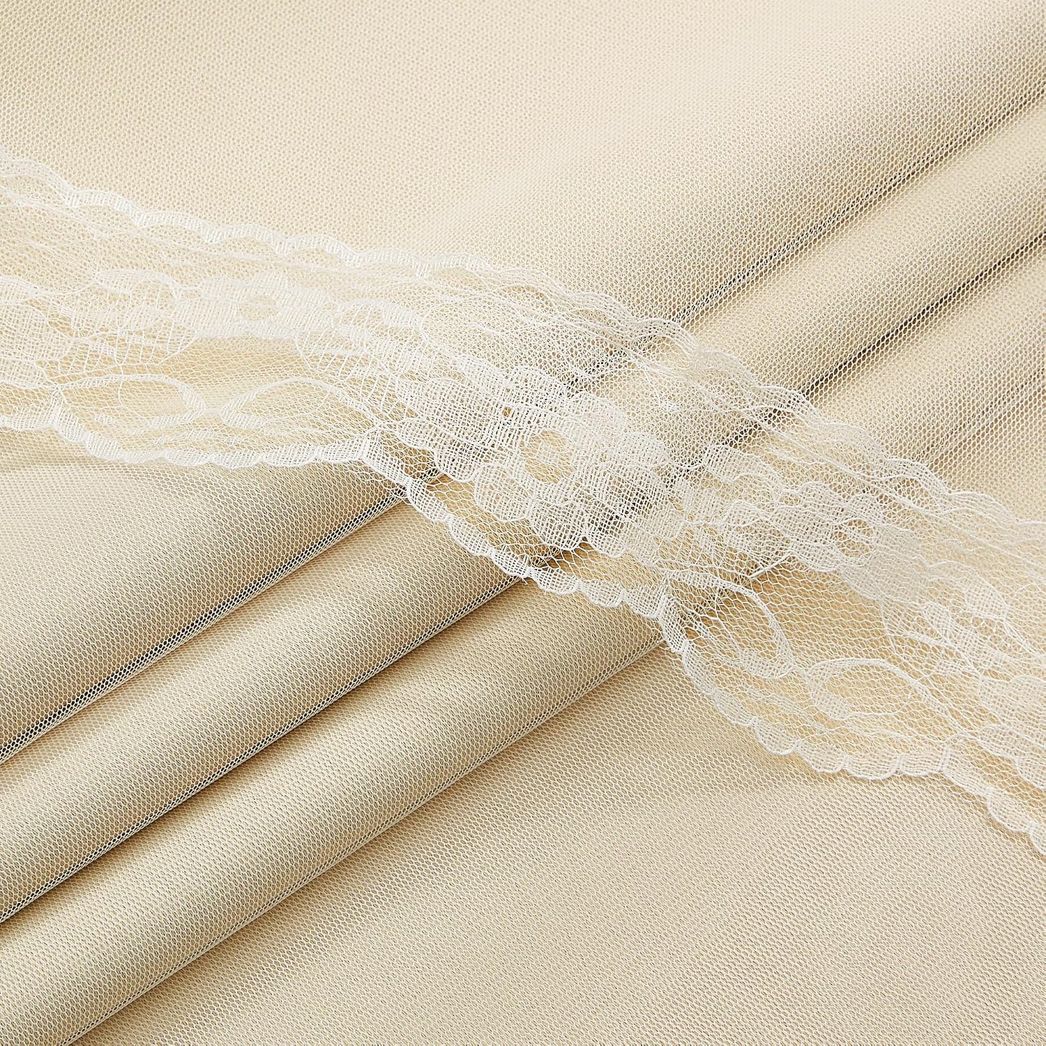 Beige Double Layer Window Drapes