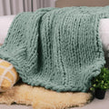 Sage Green Chunky Knit Throw Blanket