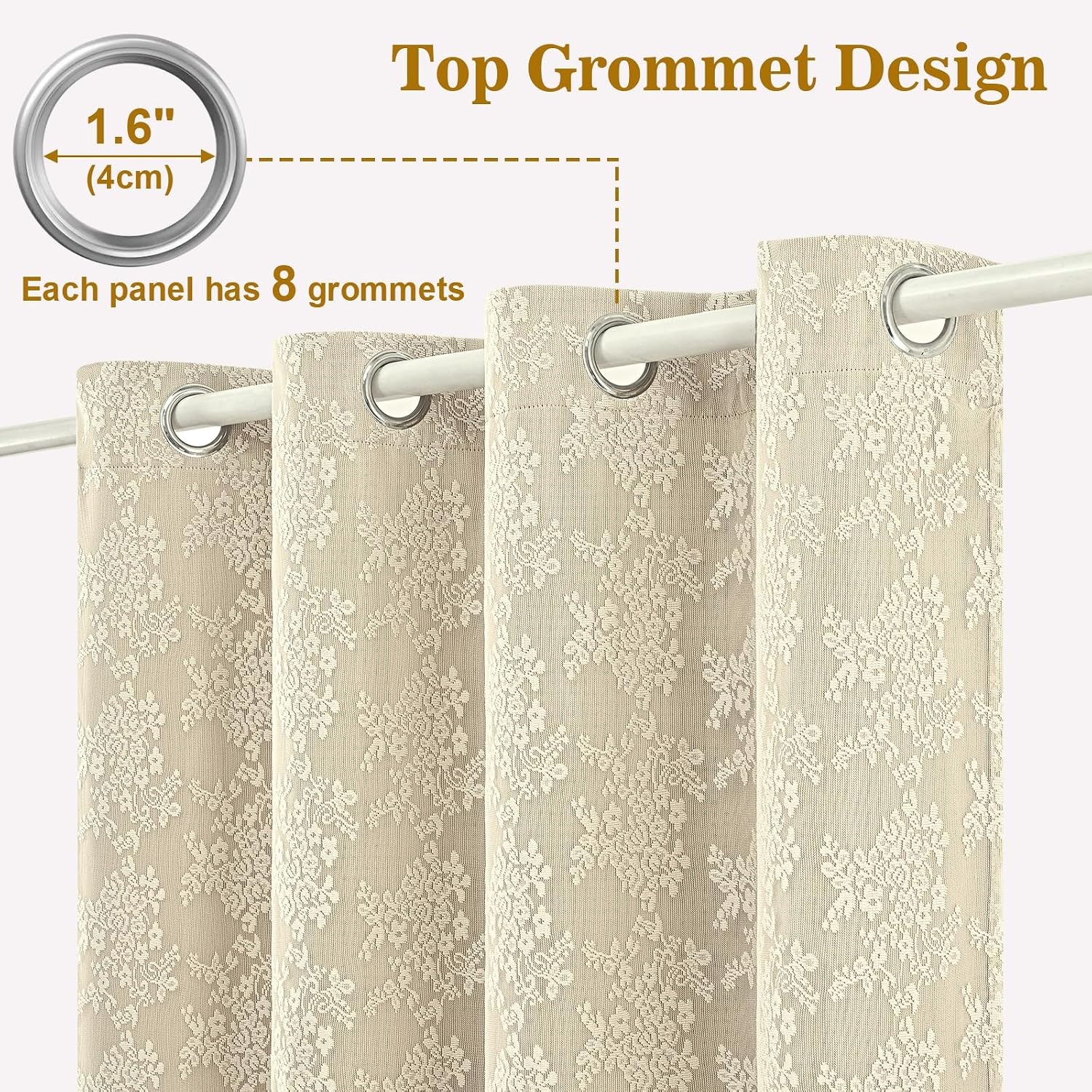Beige Double Layer Blackout Curtains