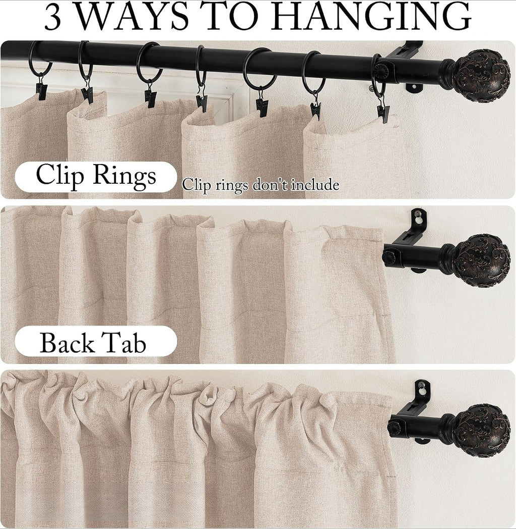 Taupe Multi-function Linen Curtains