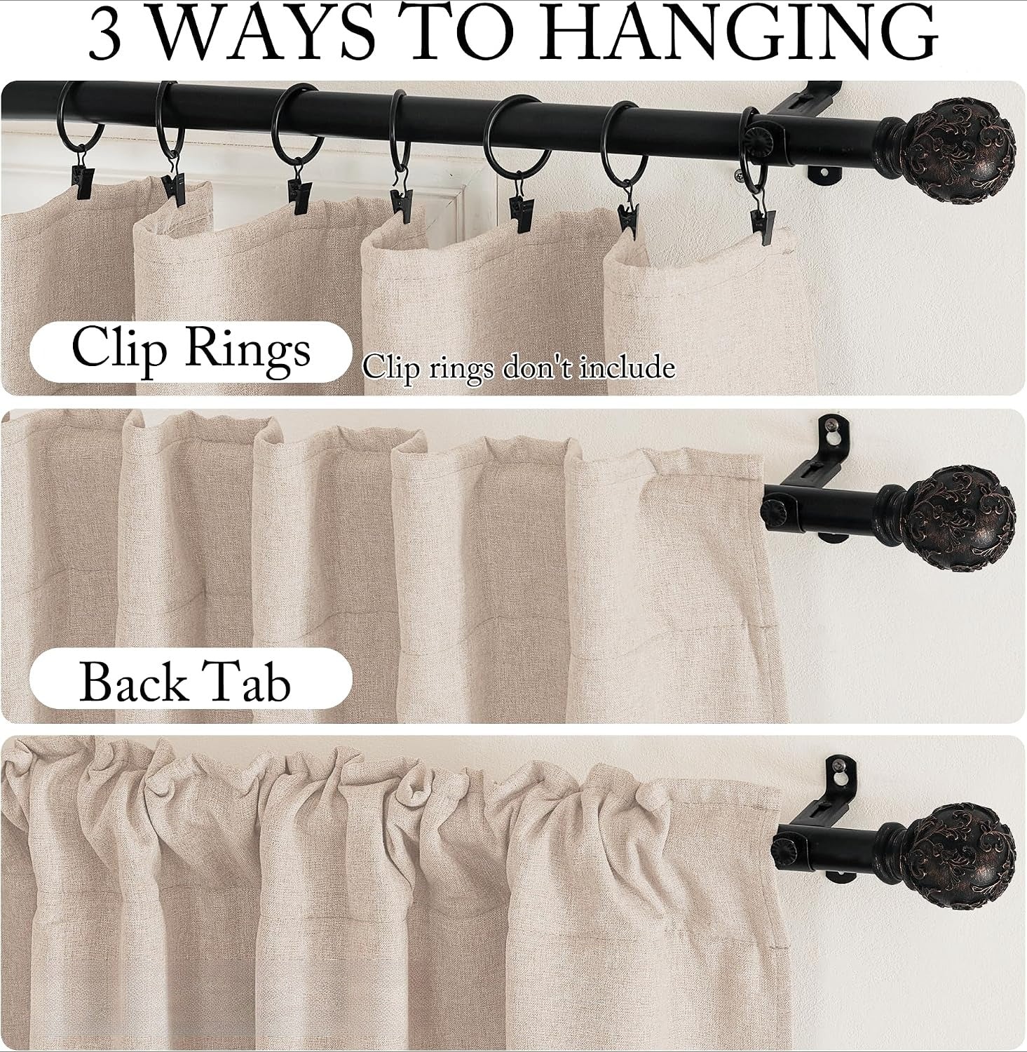 Taupe Multi-function Linen Curtains
